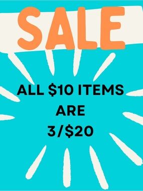 All $10 Items are 3/$20